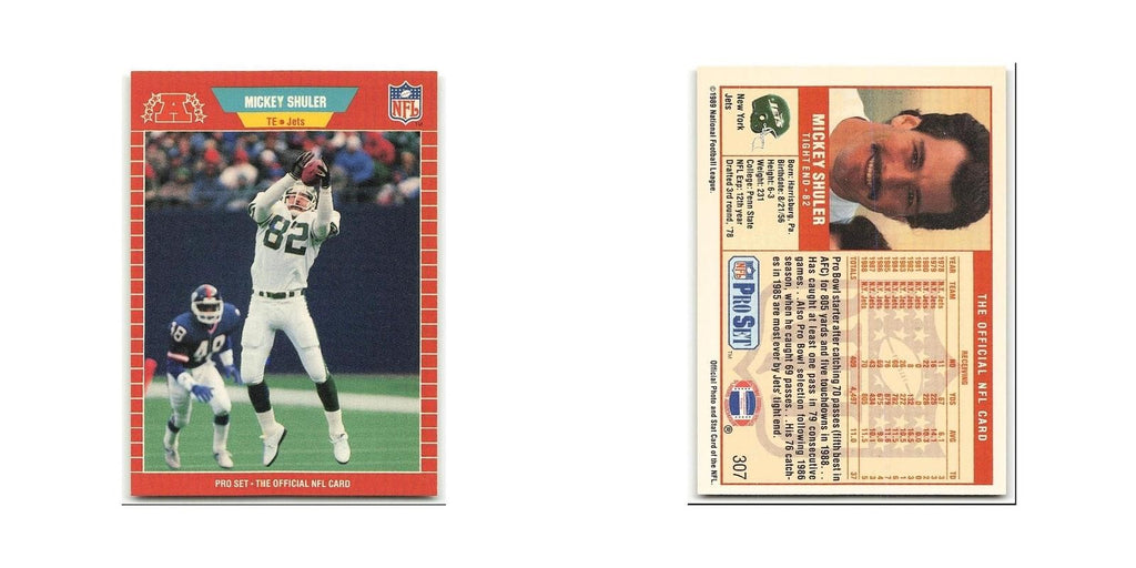Mickey Shuler 1989 Pro Set #307 New York Jets Football Card NM