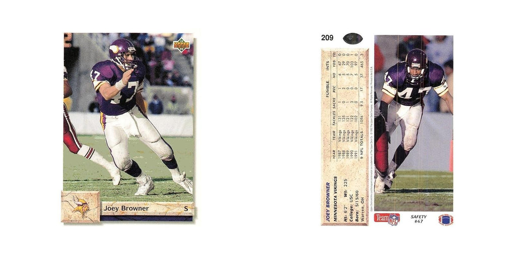 Joey Browner 1992 Upper Deck #209 Minnesota Vikings Football Card NM