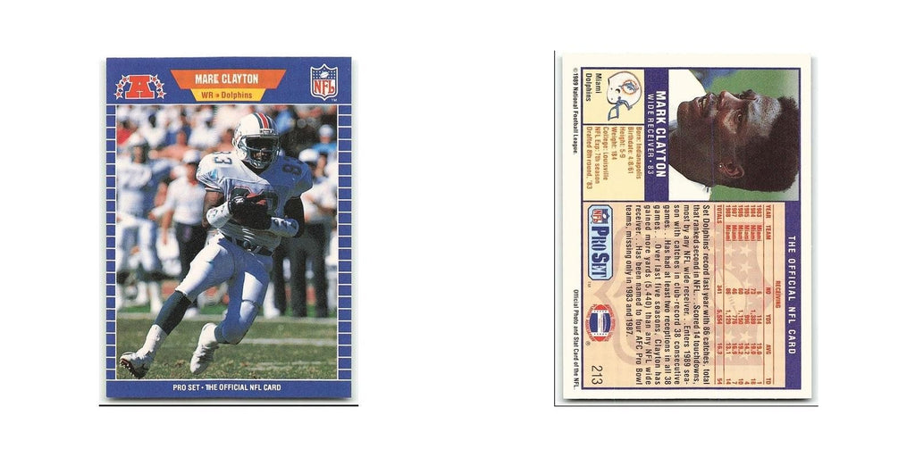 Mark Clayton 1989 Pro Set #213 Miami Dolphins Football Card NM