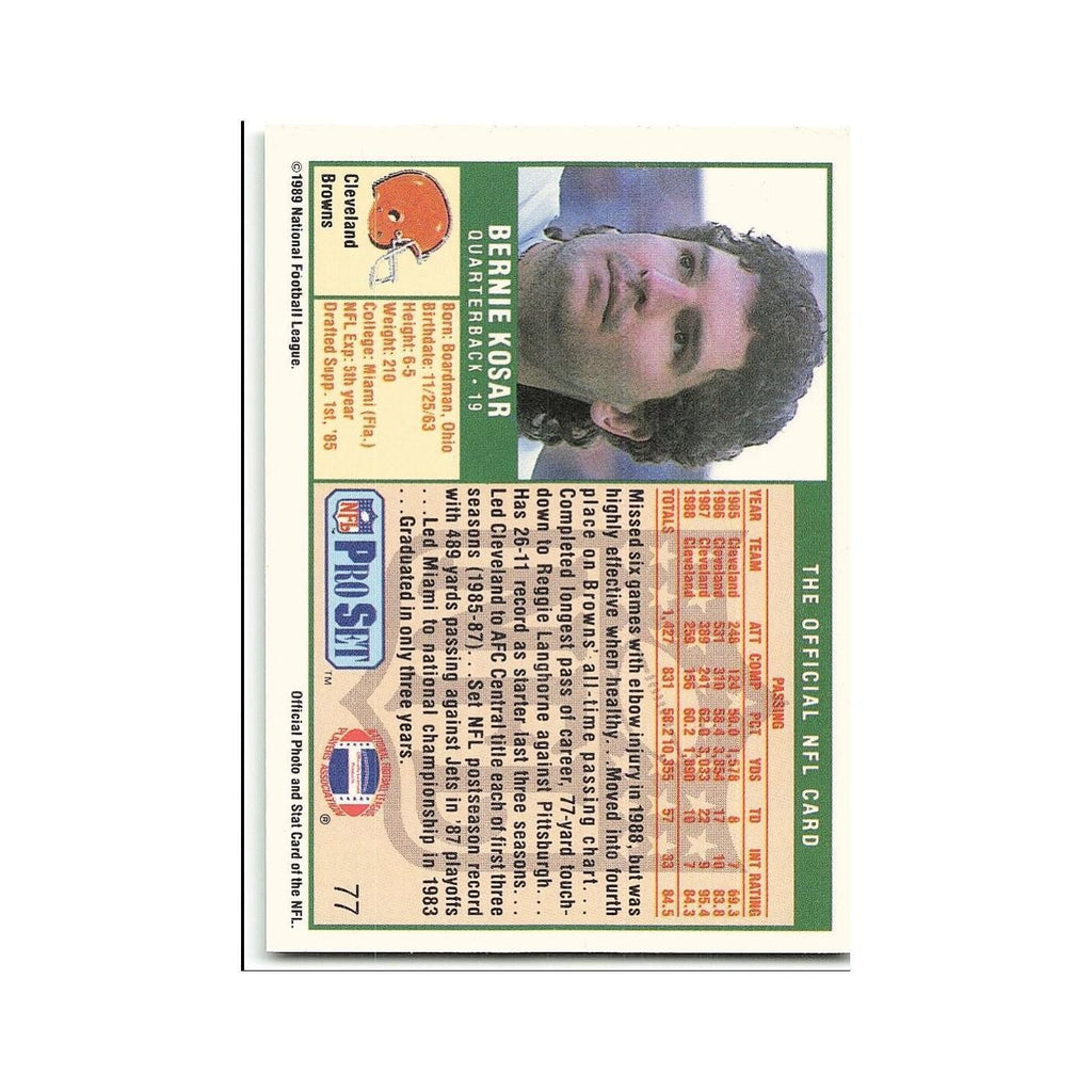 Bernie Kosar 1989 Pro Set #77 Cleveland Browns Football Card NM