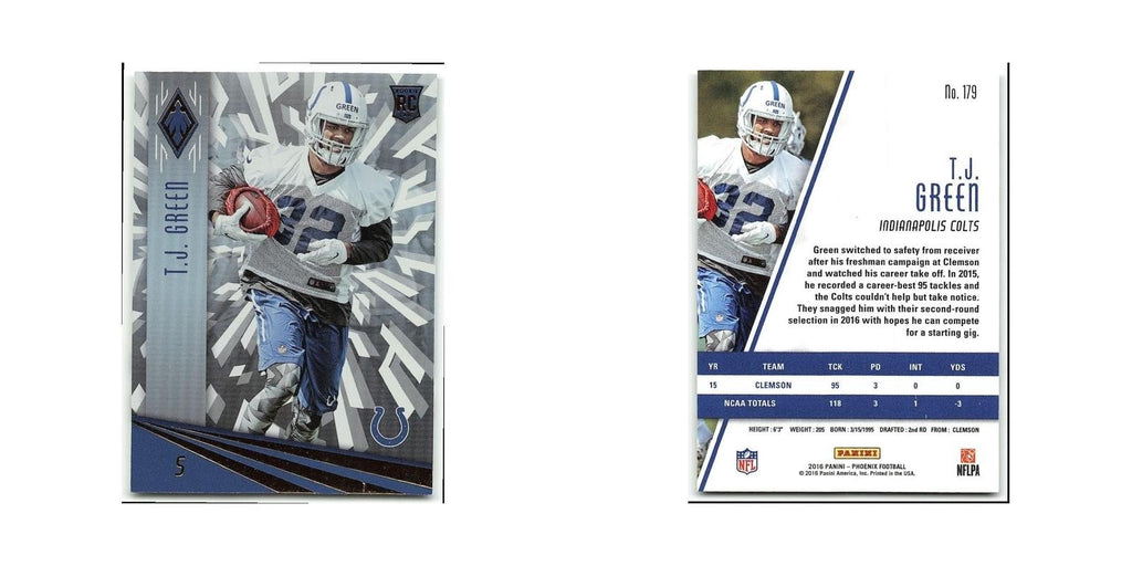 T.J. Green Rookie 2016 Panini Phoenix #179 Indianapolis Colts Football Card NM