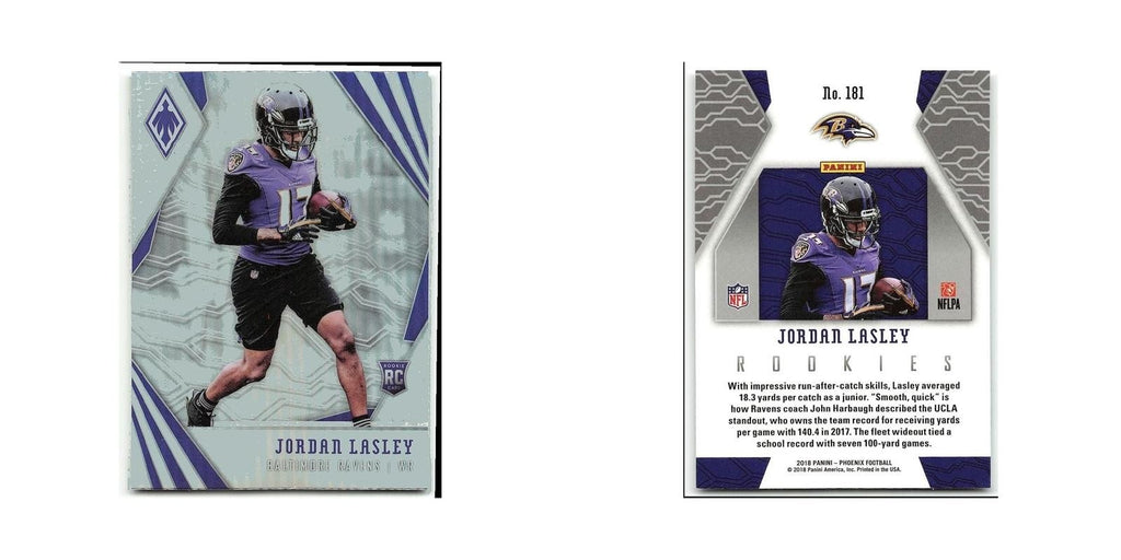 Jordan Lasley Rookie 2018 Panini Phoenix #181 Baltimore Ravens Football Card NM