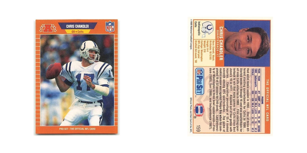 Chris Chandler Rookie 1989 Pro Set #159 Indianapolis Colts Football Card NM