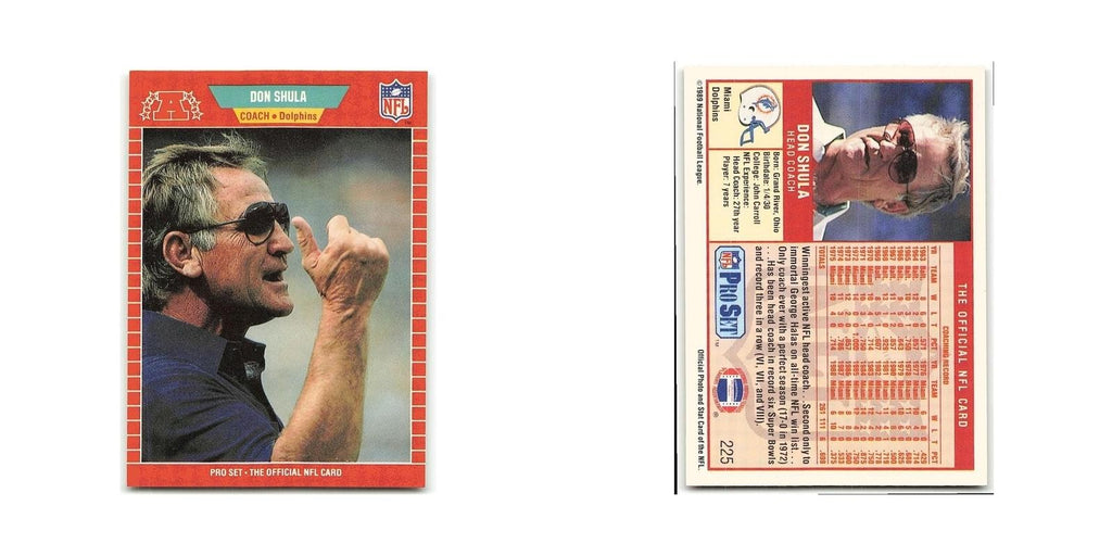 Don Shula 1989 Pro Set #225 Miami Dolphins Football Card NM