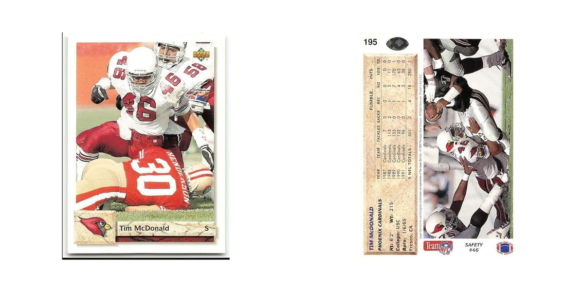 Tim McDonald 1992 Upper Deck #195 Phoenix Cardinals Football Card NM
