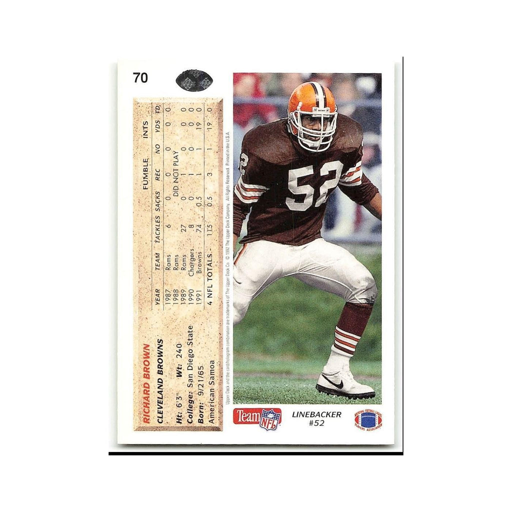 Richard Brown 1992 Upper Deck #70 Cleveland Browns Football Card NM