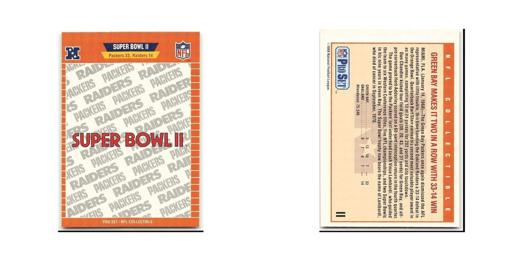 Super Bowl II 1989 Pro Set #II Green Bay Packers/Oakland Raiders NM