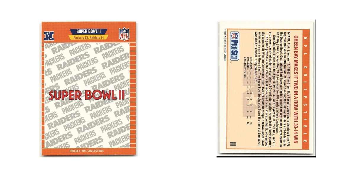 Super Bowl II 1989 Pro Set #II Green Bay Packers/Oakland Raiders NM