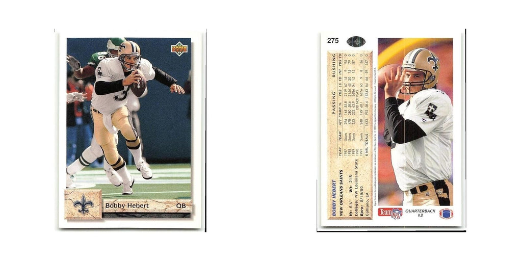 Bobby Hebert 1992 Upper Deck #275 New Orleans Saints Football Card NM