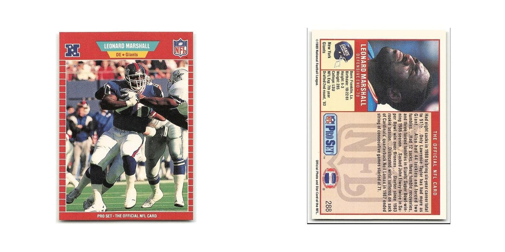 Leonard Marshall 1989 Pro Set #288 New York Giants Football Card NM