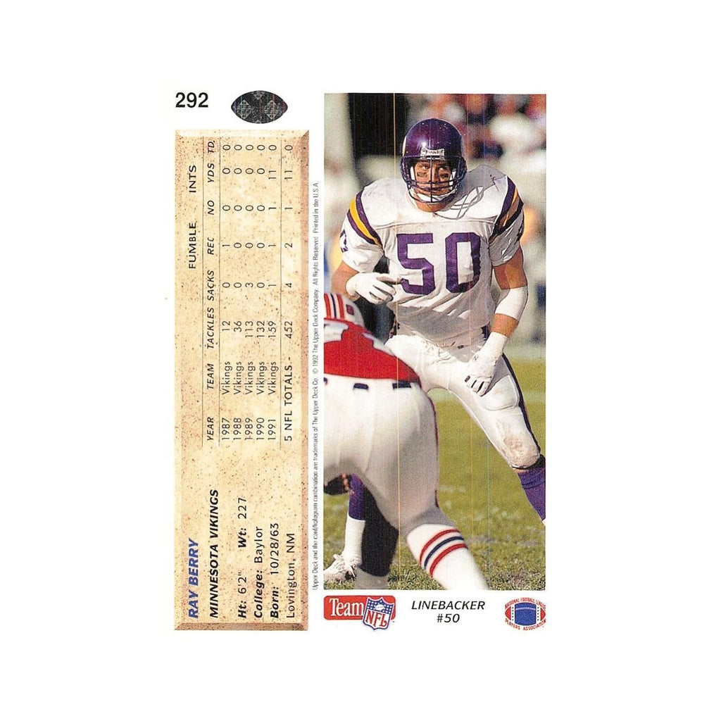 Ray Berry 1992 Upper Deck #292 Minnesota Vikings Football Card NM
