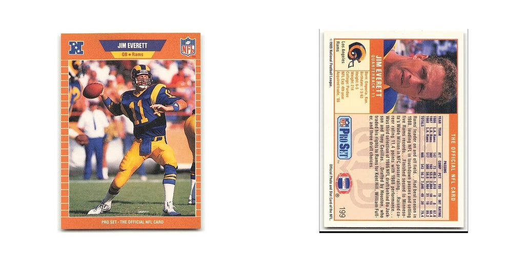 Jim Everett 1989 Pro Set #199 Los Angeles Rams Football Card NM
