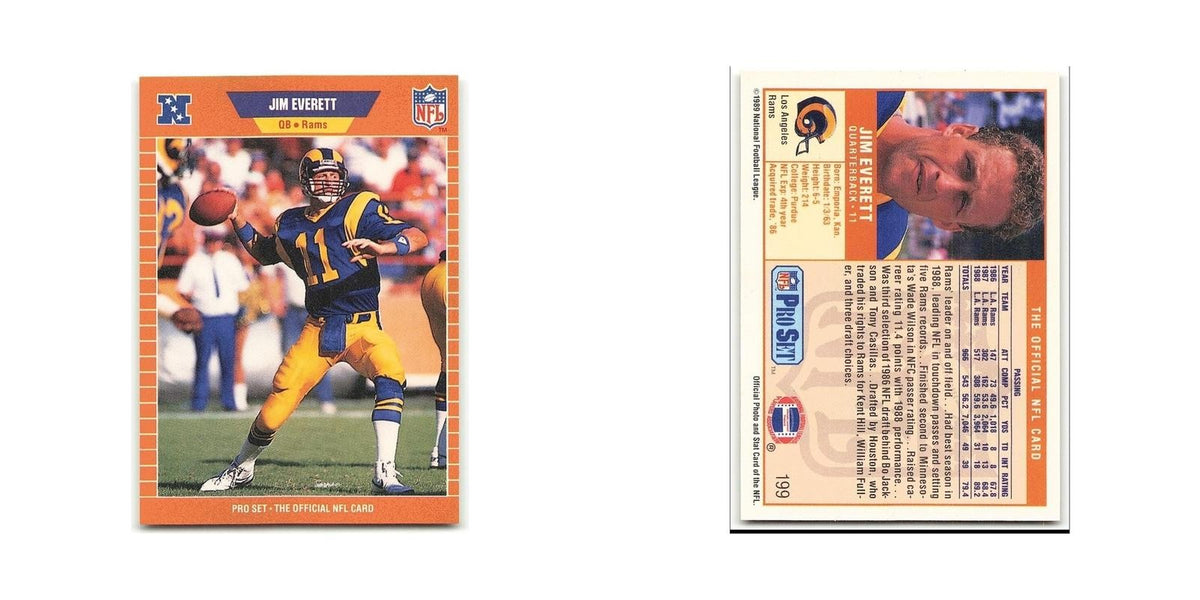 Jim Everett 1989 Pro Set #199 Los Angeles Rams Football Card NM