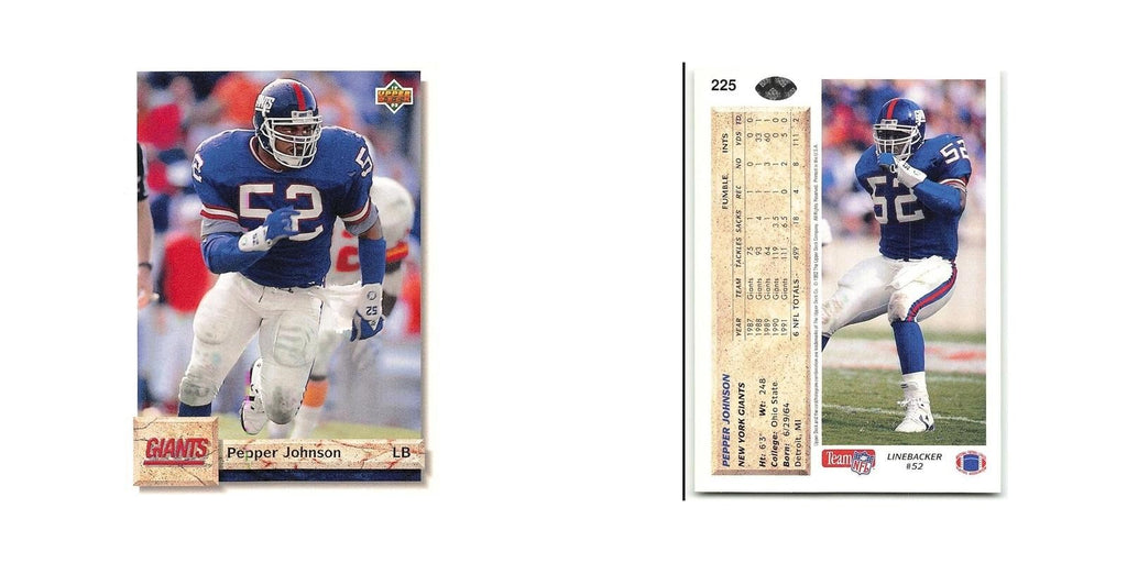 Pepper Johnson 1992 Upper Deck #225 New York Giants Football Card NM
