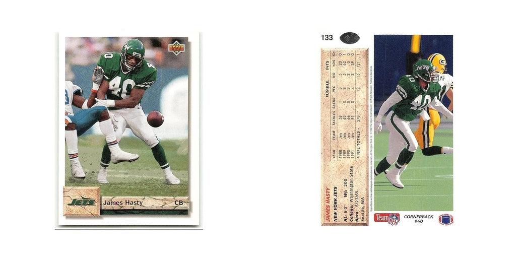 James Hasty 1992 Upper Deck #133 New York Jets Football Card NM