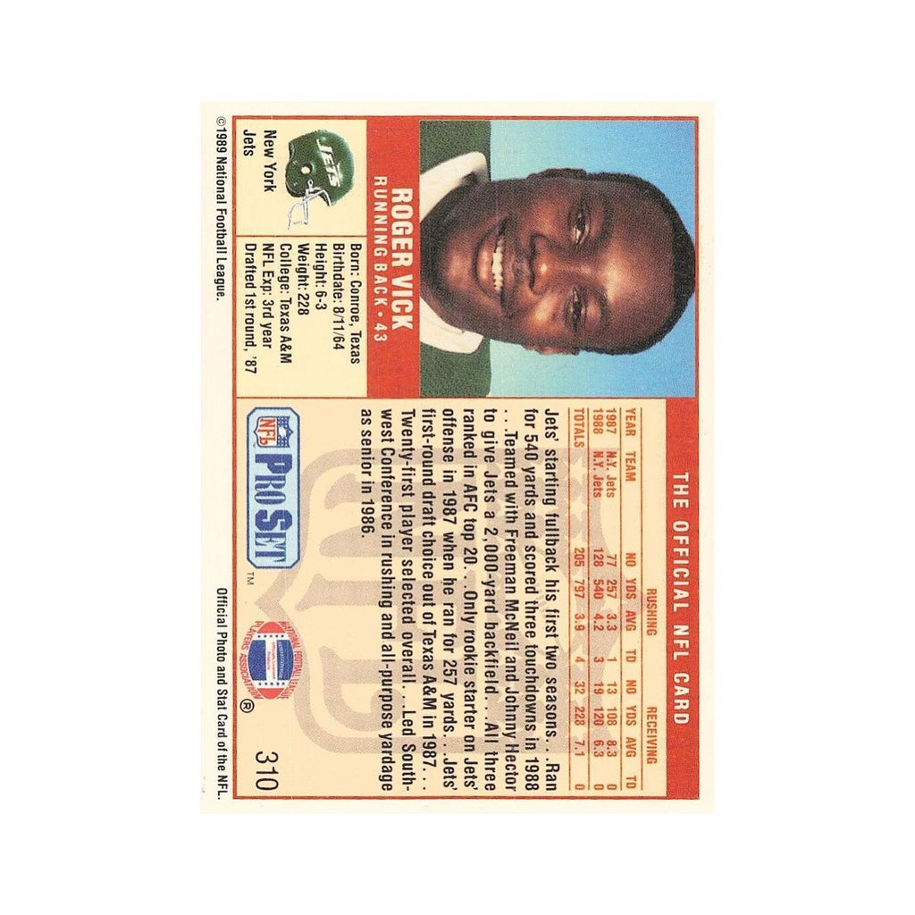 Roger Vick 1989 Pro Set #310 New York Jets Football Card NM