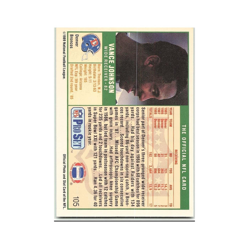 Vance Johnson 1989 Pro Set #105 Denver Broncos Football Card NM