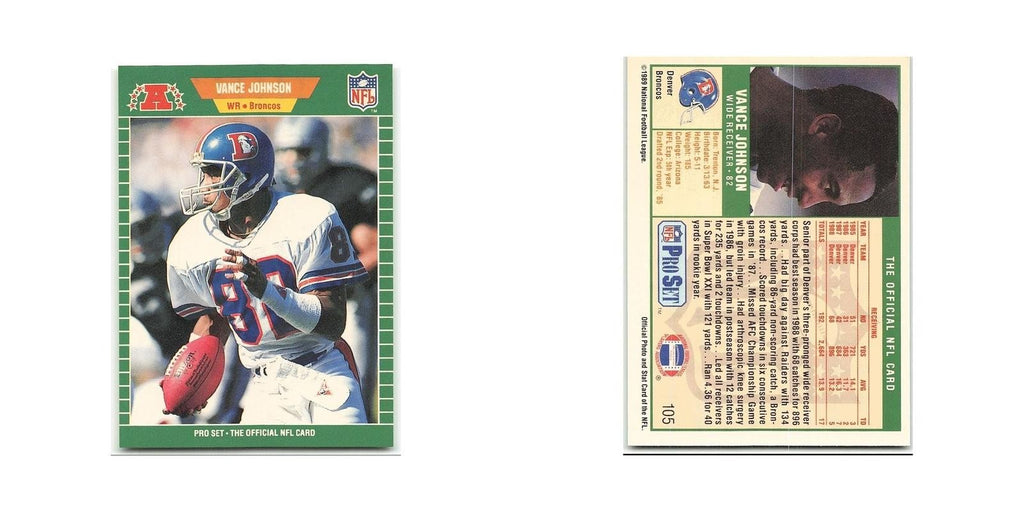 Vance Johnson 1989 Pro Set #105 Denver Broncos Football Card NM