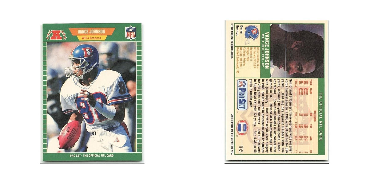Vance Johnson 1989 Pro Set #105 Denver Broncos Football Card NM