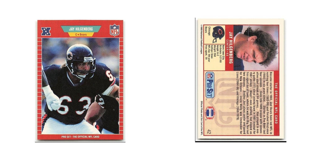 Jay Hilgenberg 1989 Pro Set #42 Chicago Bears Football Card NM