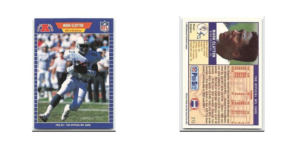 Mark Clayton 1989 Pro Set #213 Miami Dolphins Football Card NM