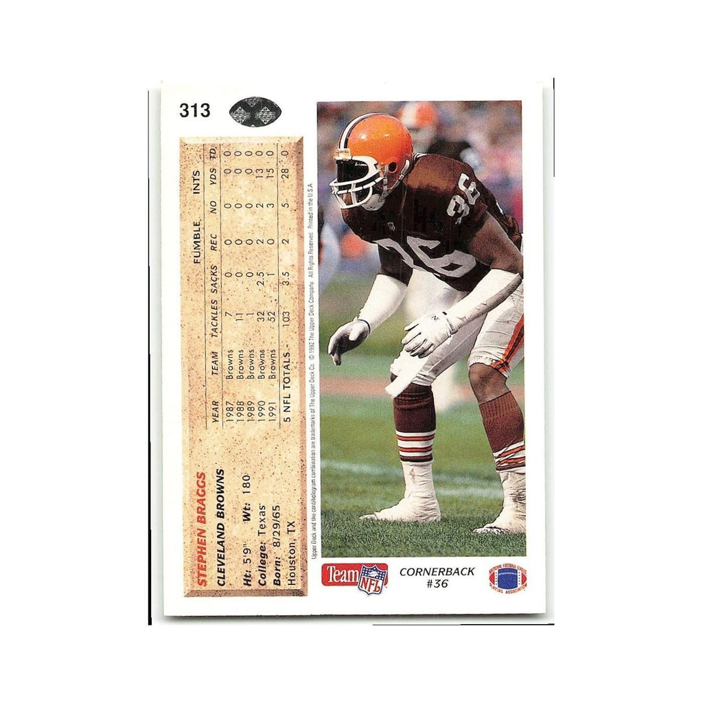 Stephen Braggs 1992 Upper Deck #313 Cleveland Browns Football Card NM