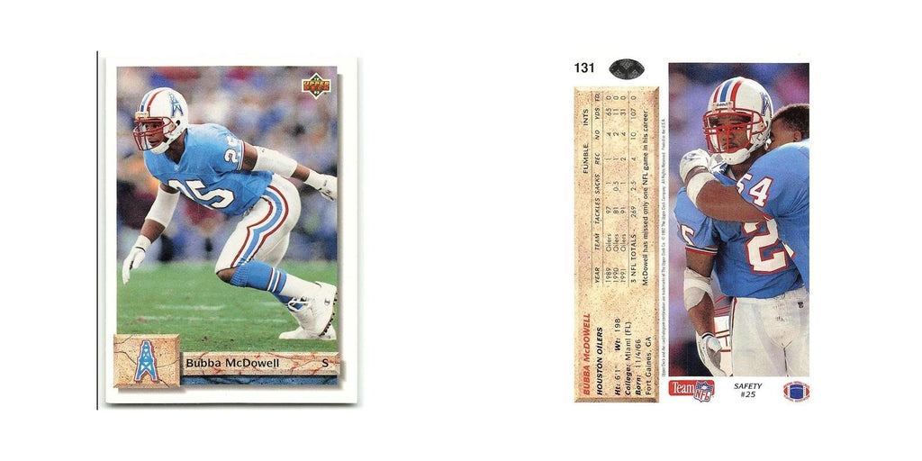 Bubba McDowell 1992 Upper Deck #131 Houston Oilers Football Card NM