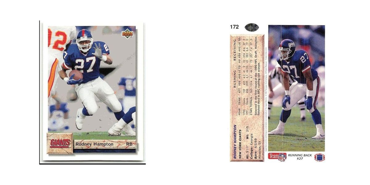Rodney Hampton 1992 Upper Deck #172 New York Giants Football Card NM