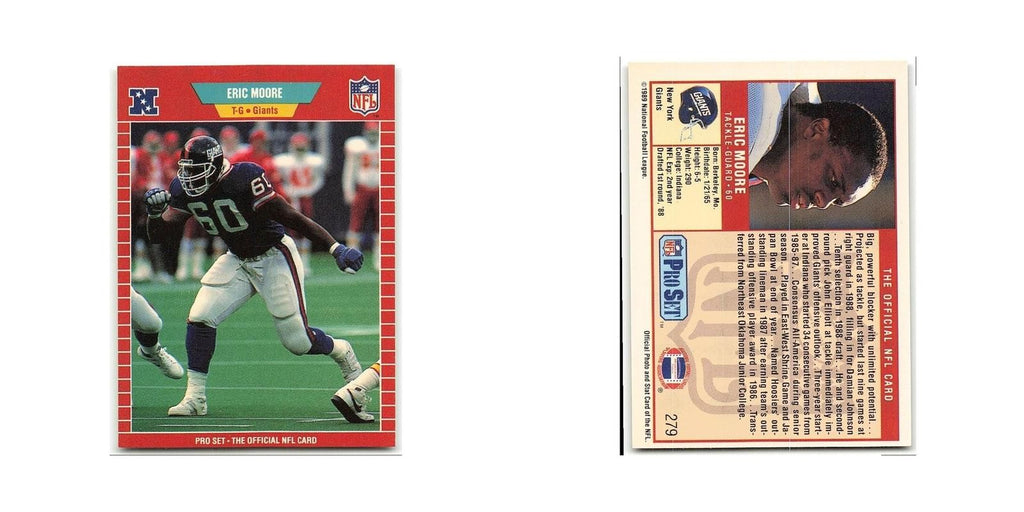 Eric Moore Rookie 1989 Pro Set #279 New York Giants Football Card NM