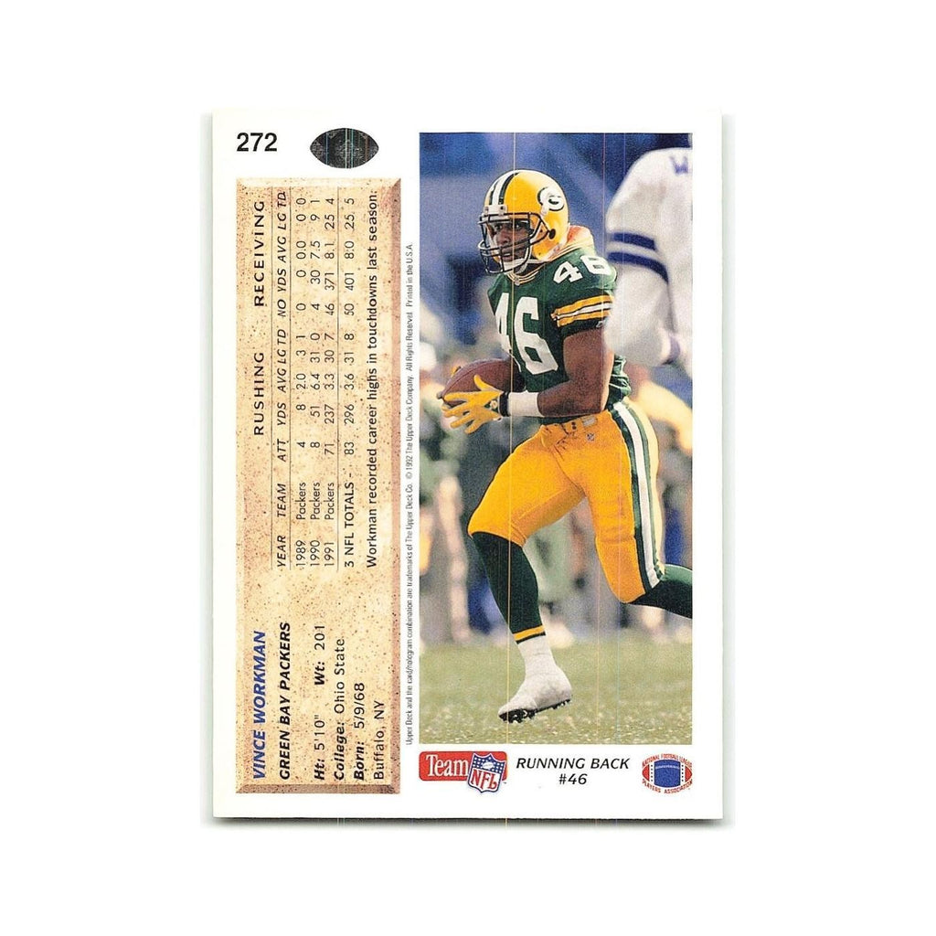 Vince Workman 1992 Upper Deck #272 Green Bay Packers Football Card NM