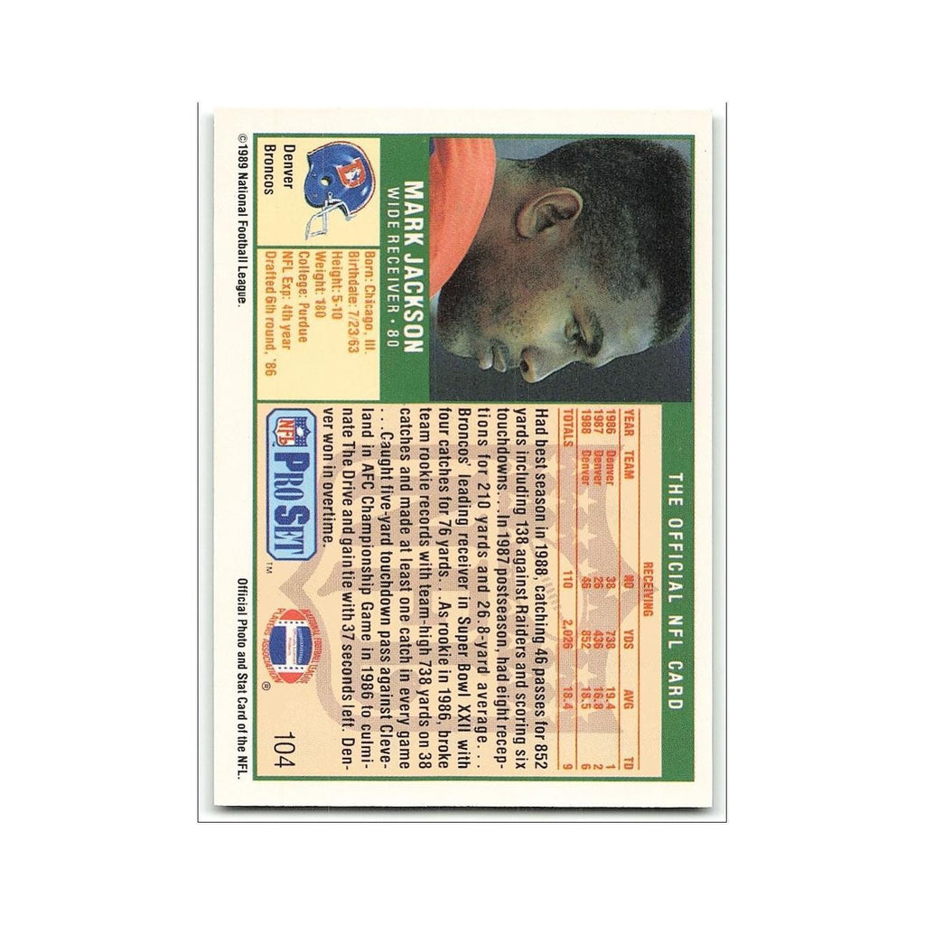 Mark Jackson 1989 Pro Set #104 Denver Broncos Football Card NM