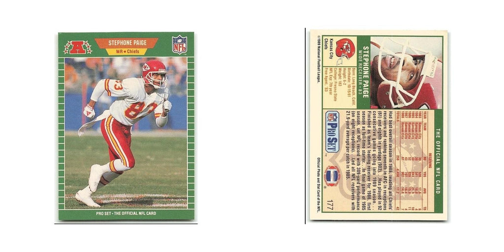 Stephone Paige 1989 Pro Set #177 Kansas City Chiefs Football Card NM