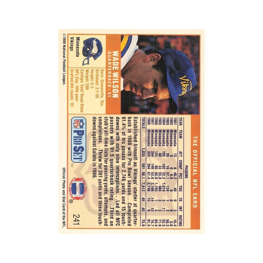 Wade Wilson 1989 Pro Set #241 Minnesota Vikings Football Card NM