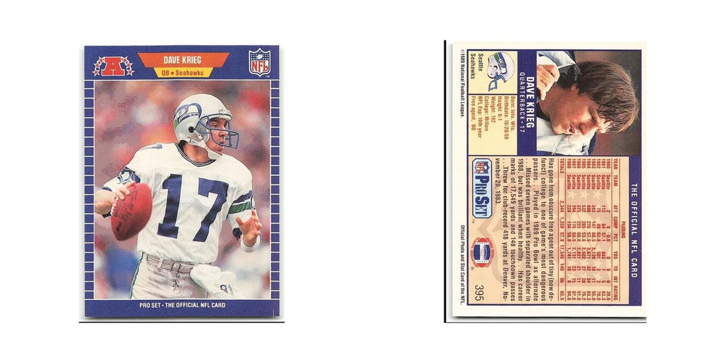 Dave Krieg 1989 Pro Set #395 Seattle Seahawks Football Card NM