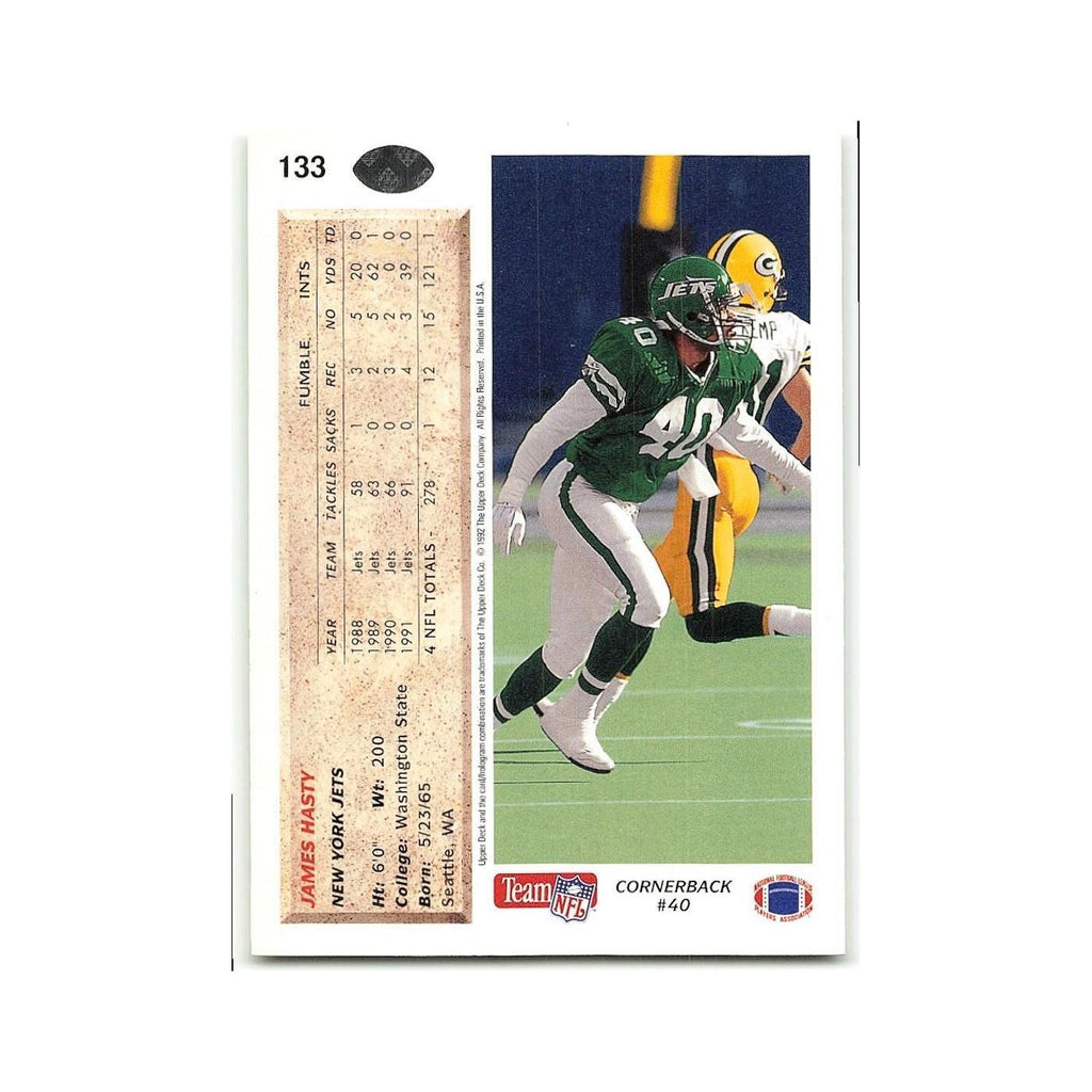 James Hasty 1992 Upper Deck #133 New York Jets Football Card NM
