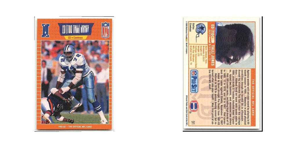 Ed Too Tall Jones 1989 Pro Set #91 Dallas Cowboys Football Card NM