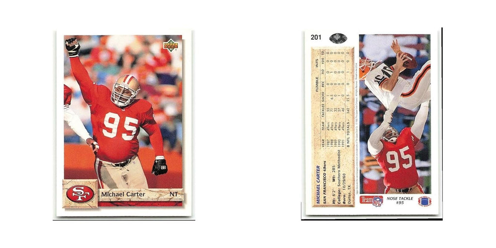 Michael Carter 1992 Upper Deck #201 San Francisco 49ers Football Card NM