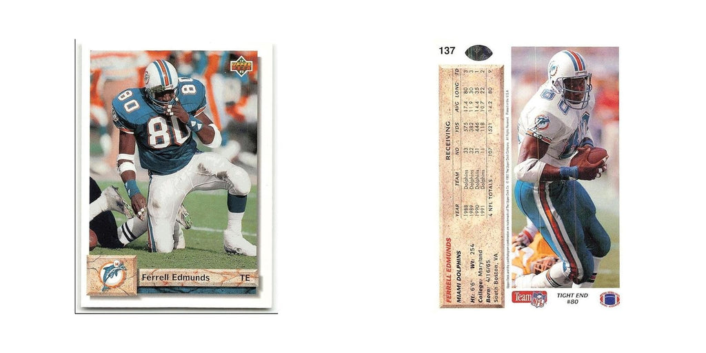 Ferrell Edmunds 1992 Upper Deck #137 Miami Dolphins Football Card NM