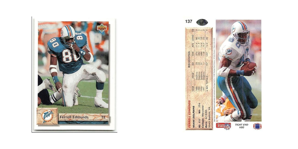 Ferrell Edmunds 1992 Upper Deck #137 Miami Dolphins Football Card NM