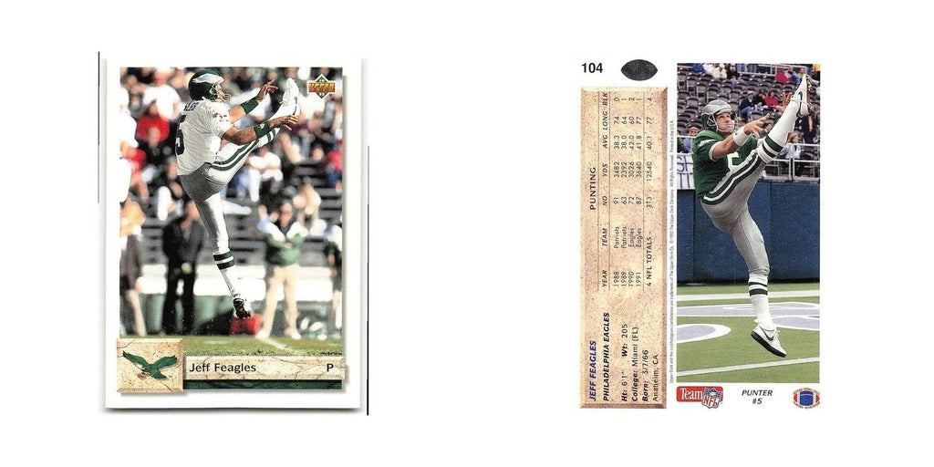 Jeff Feagles 1992 Upper Deck #104 Philadelphia Eagles Football Card NM