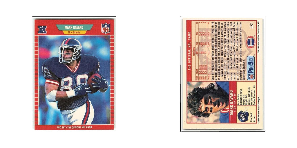 Mark Bavaro 1989 Pro Set #281 New York Giants Football Card NM