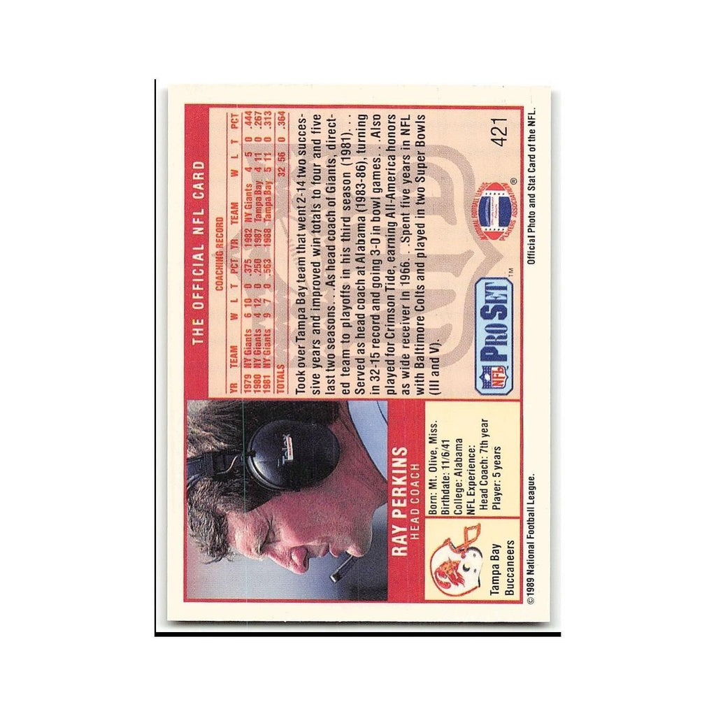 Ray Perkins 1989 Pro Set #421 Tampa Bay Buccaneers Football Card NM