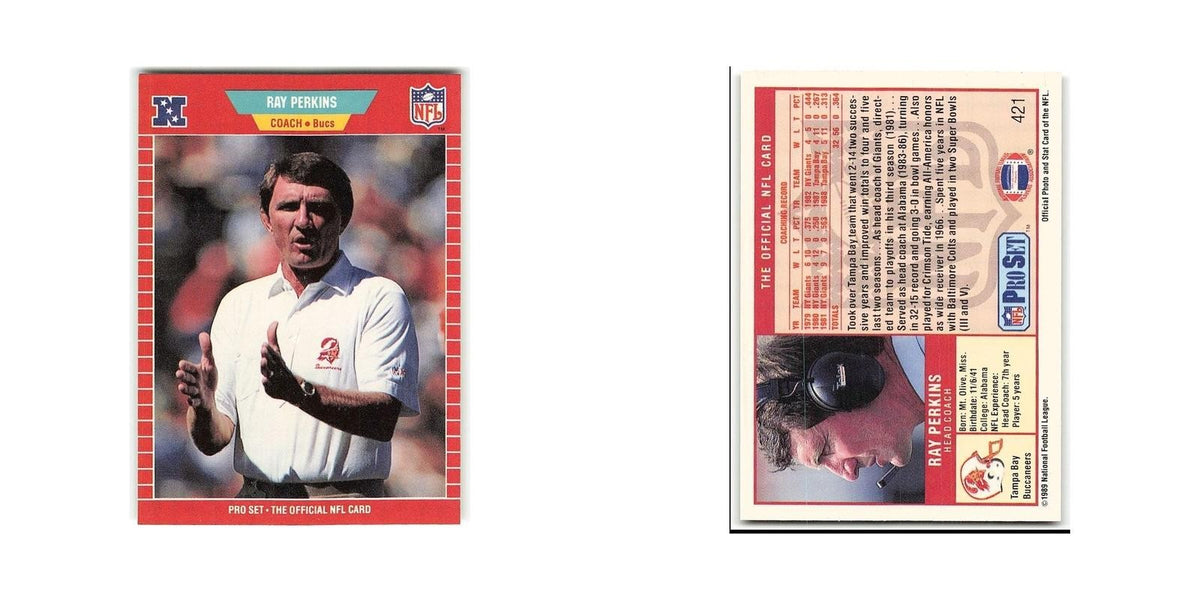 Ray Perkins 1989 Pro Set #421 Tampa Bay Buccaneers Football Card NM