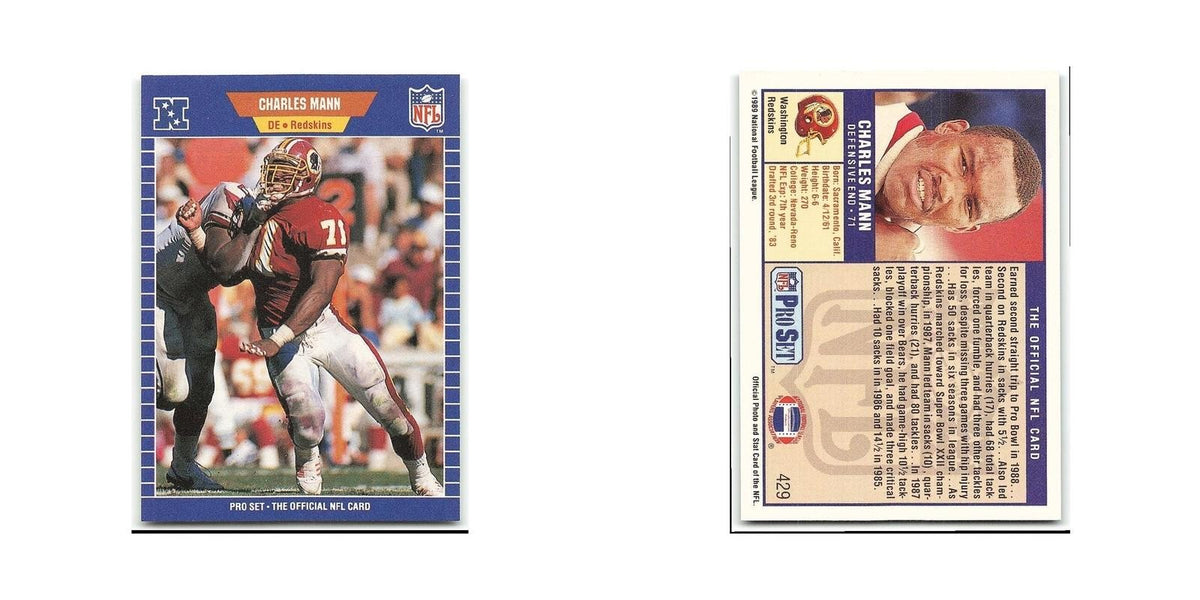 Charles Mann 1989 Pro Set #429 Washington Redskins Football Card NM