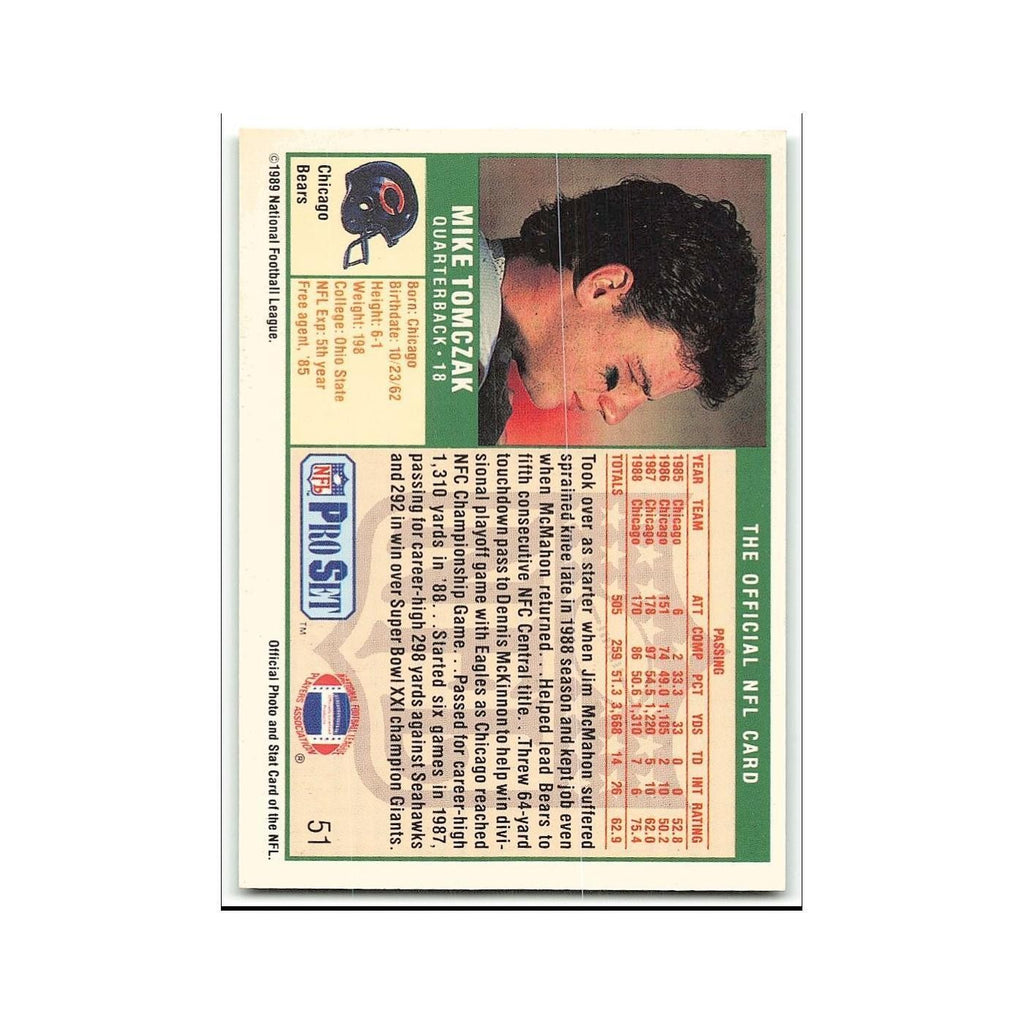 Mike Tomczak 1989 Pro Set #51 Chicago Bears Football Card NM