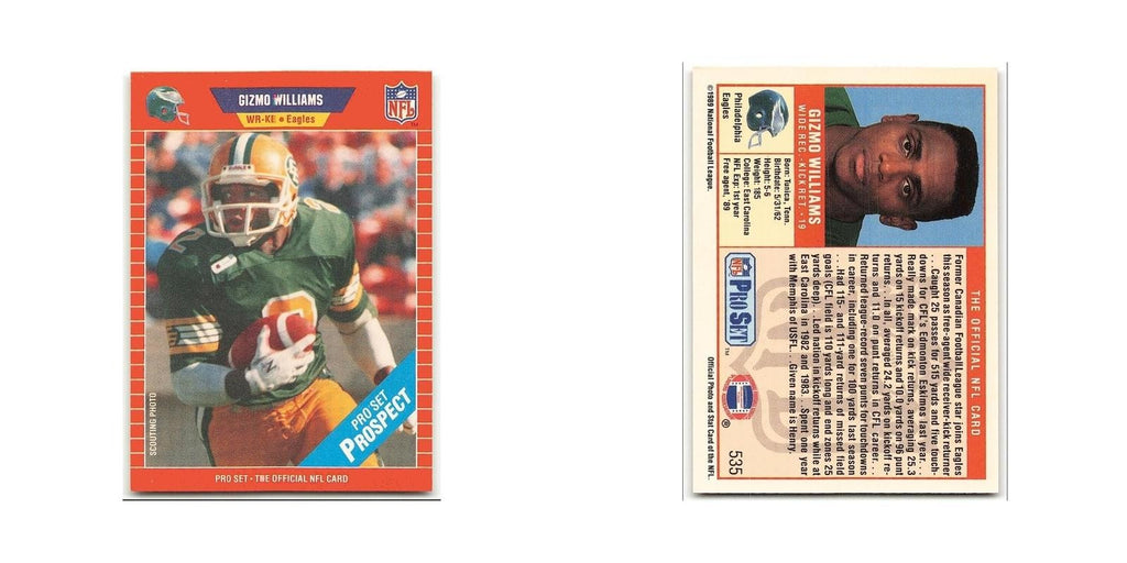 Gizmo Williams Rookie 1989 Pro Set #535A Philadelphia Eagles Football Card NM