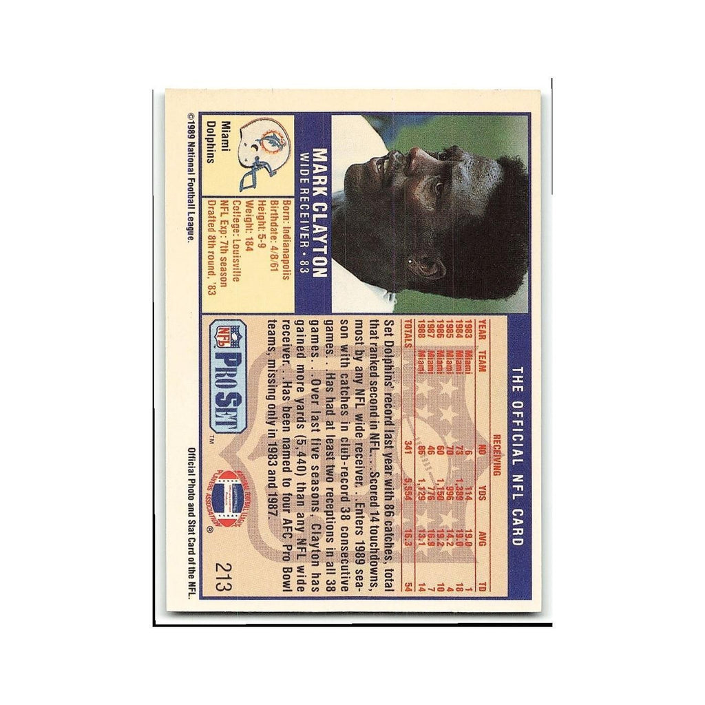 Mark Clayton 1989 Pro Set #213 Miami Dolphins Football Card NM