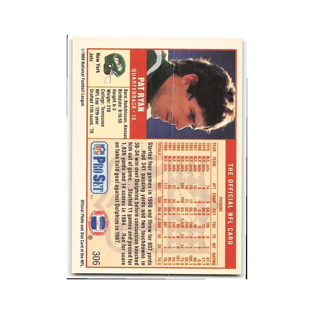 Pat Ryan 1989 Pro Set #306 New York Jets Football Card NM