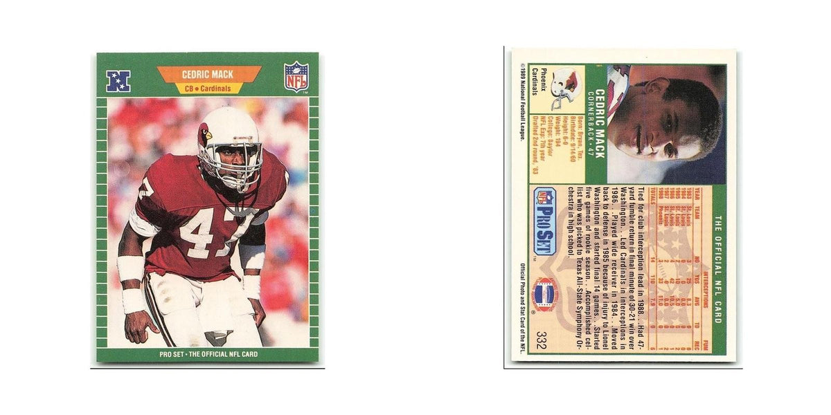 Cedric Mack 1989 Pro Set #332 Phoenix Cardinals Football Card NM