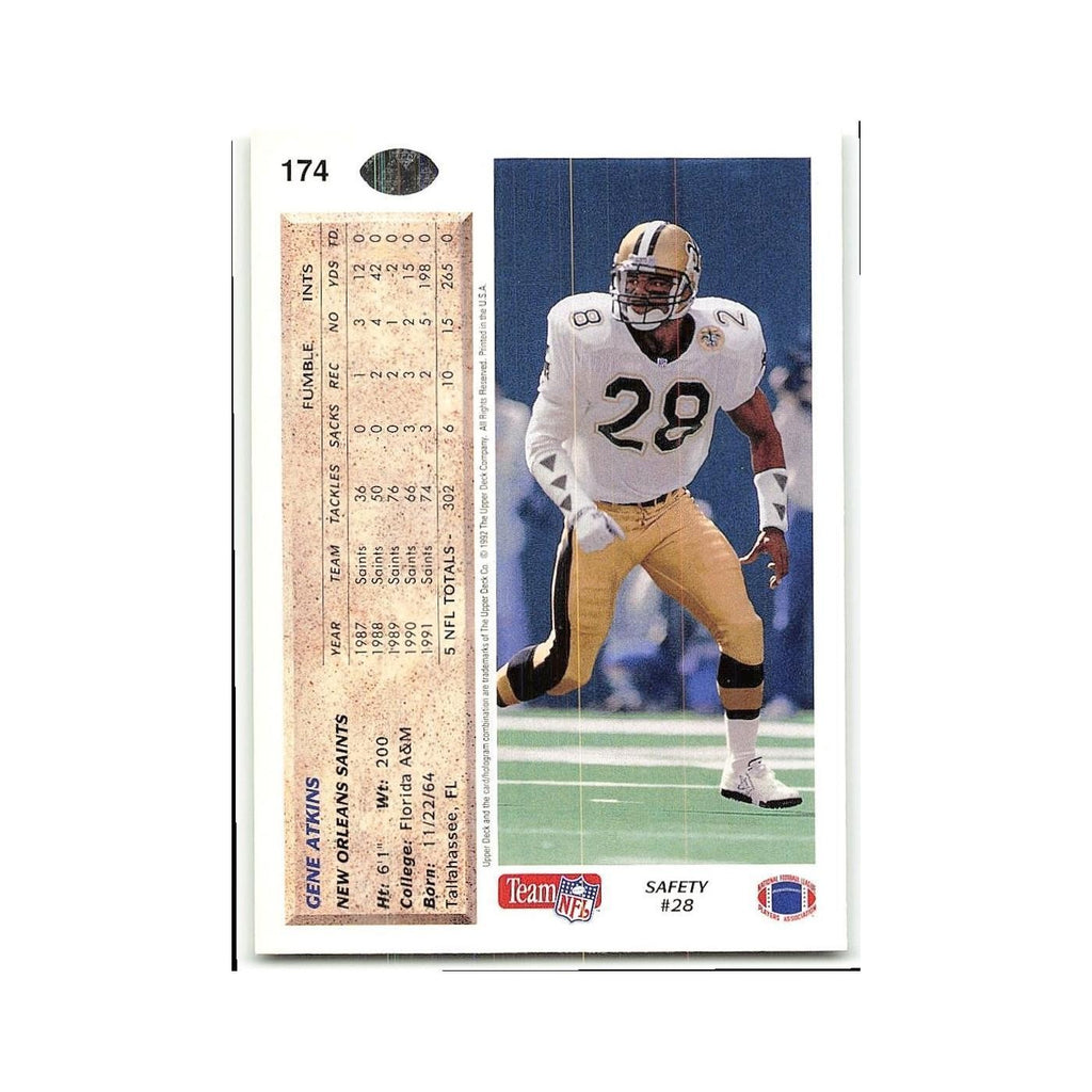 Gene Atkins 1992 Upper Deck #174 New Orleans Saints Football Card NM
